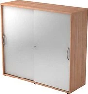 Hammerbacher Schiebetürenschrank 3OH V1753S, Bogengriff Metall, nussbaum/silber, Aktenschrank