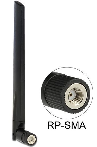 DeLOCK WLAN ac/a/b/g/n Antenne, 3-6dBi, RP-SMA, omnidirektional, schwarz