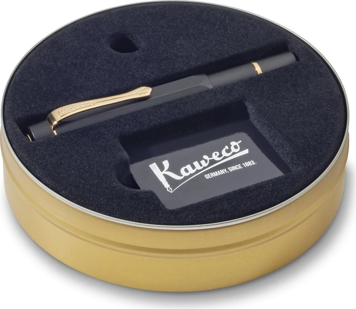 Kaweco Piston Sport AL Solo black/gold, rechte Hand, fein