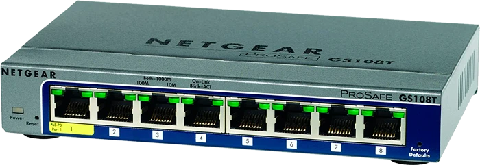 Netgear ProSAFE GS100 Desktop Gigabit Smart Switch, 8x RJ-45, PoE PD