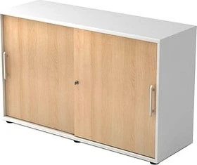 Hammerbacher Schiebetürenschrank 2OH V1752S, Relinggriff, weiß/eiche, Aktenschrank