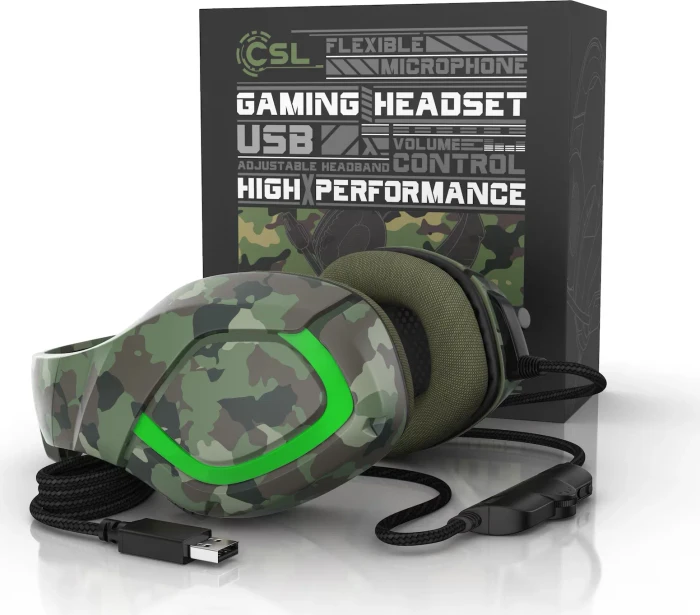 CSL-Computer GHS-103 7.1 USB Gaming Headset grün camouflage