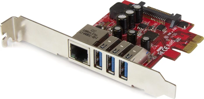 StarTech LAN-Adapter, USB-Hub, 3x USB-A 3.0, RJ-45, PCIe 2.0 x1
