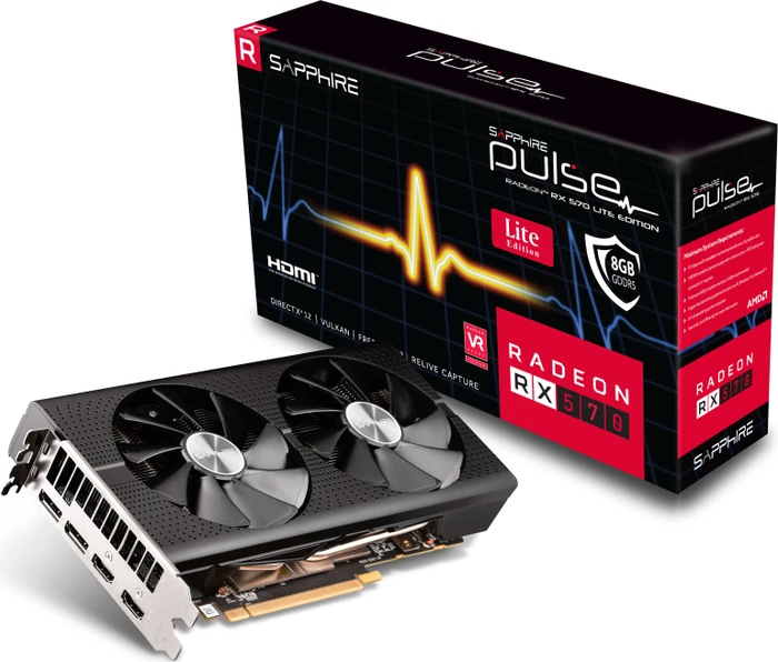 Sapphire Pulse Radeon RX 570 8G G5 Lite, 8GB GDDR5, 2x HDMI, 2x DP, lite retail
