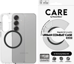 PanzerGlass Care Flagship Case Urban Combat Magnetic Qi für Samsung Galaxy S25 transparent/schwarz