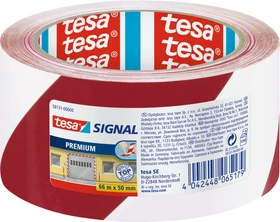 tesa 58131 Premium Markierklebeband rot/weiß, Klebeband, 50mm/66m, 1 Stück