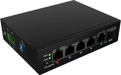 Lanberg ILFE Railmount Switch, 5x RJ-45, 1x SFP, 90W PoE++