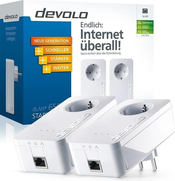 devolo dLAN 650+ Starter Kit, HomePlug AV2, RJ-45, 2er-Pack