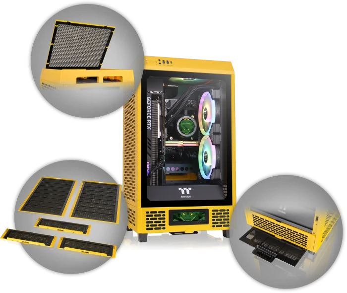 Thermaltake The Tower 200 Bumblebee, gelb, Glasfenster, Mini-ITX