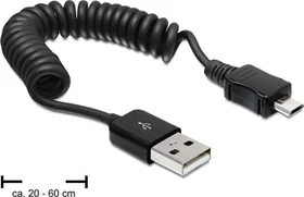 DeLOCK USB 2.0 Spiralkabel A/Micro-B 0.2-0.6m (83162)