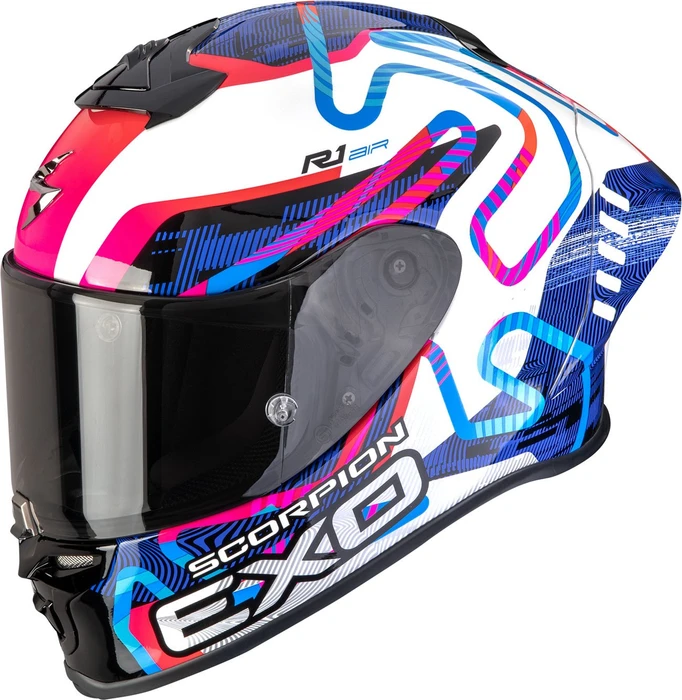 Scorpion EXO-R1 Evo II Air Cornering weiß/blau/rosa