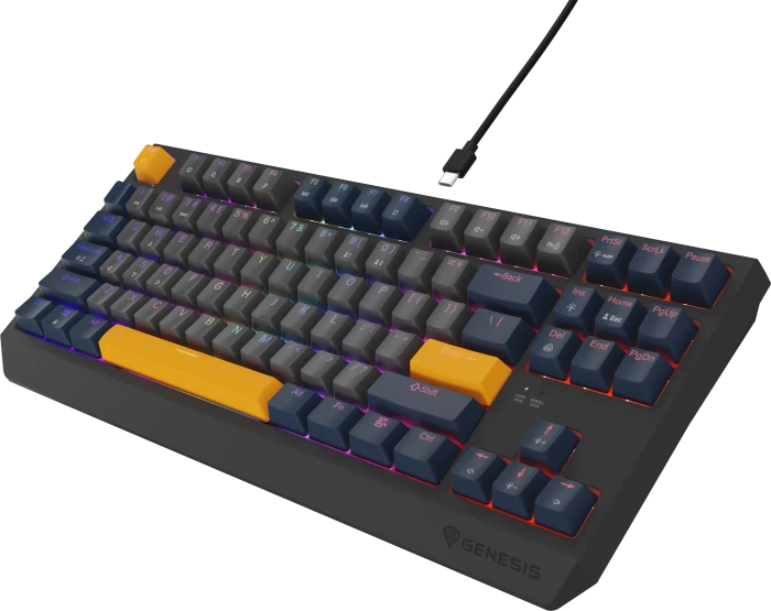 Genesis Thor 230 TKL, Naval Blue Negative, LEDs RGB, hot-swap, Outemu Panda, USB, US