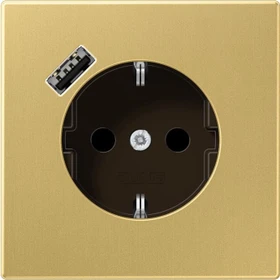 Jung SCHUKO-Steckdose mit USB-Ladegerät Safety+, messing classic