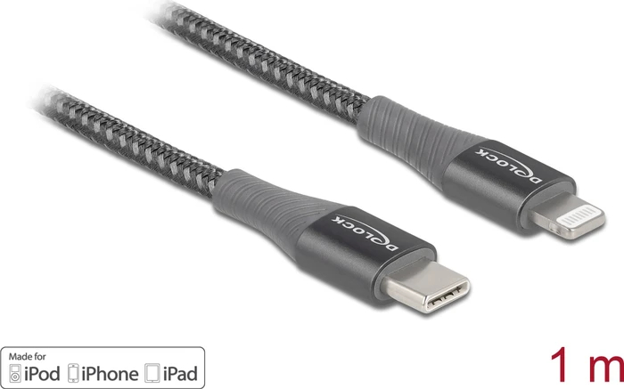 DeLOCK Daten- und Ladekabel, USB-C [Stecker] auf Lightning [Stecker], Adapterkabel, 1m