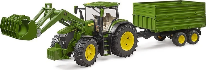 Bruder Profi-Serie John Deere 7R 350 mit Frontlader und Tandemachstransportanhänger