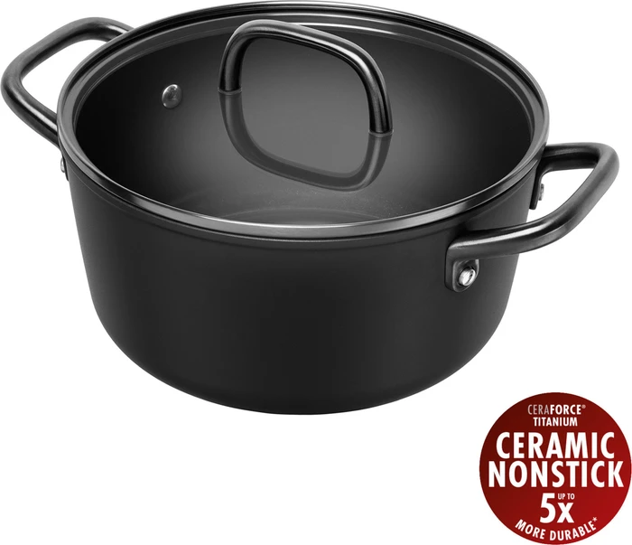 Zwilling Milano Kochtopf mit Glasdeckel 24cm schwarz