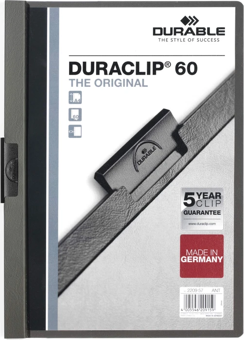 Durable Duraclip 60 Klemmmappe, A4, anthrazit/transparent