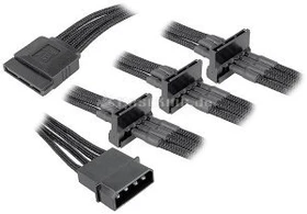BitFenix Alchemy SATA-Stromadapter 4-Pin [IDE] auf 4x 15-Pin [SATA] 20cm, sleeved schwarz (BFA-MSC-M4SA20KK-RP)