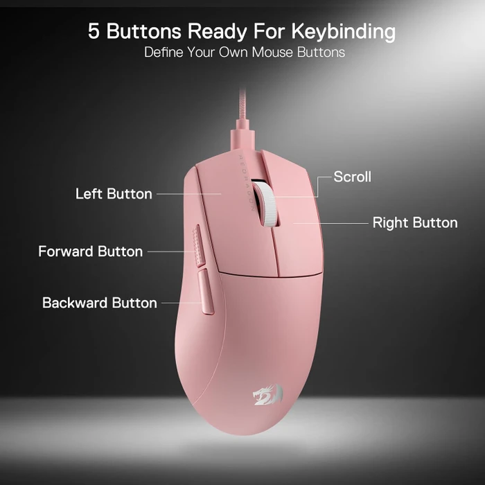 Redragon M996 K1NG 8K Ultra-Lightweight Wired Gaming Mouse pink, USB