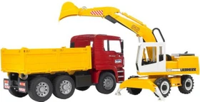 Bruder Profi-Serie MAN TGA Kipplastwagen mit Liebherr Schaufelbagger