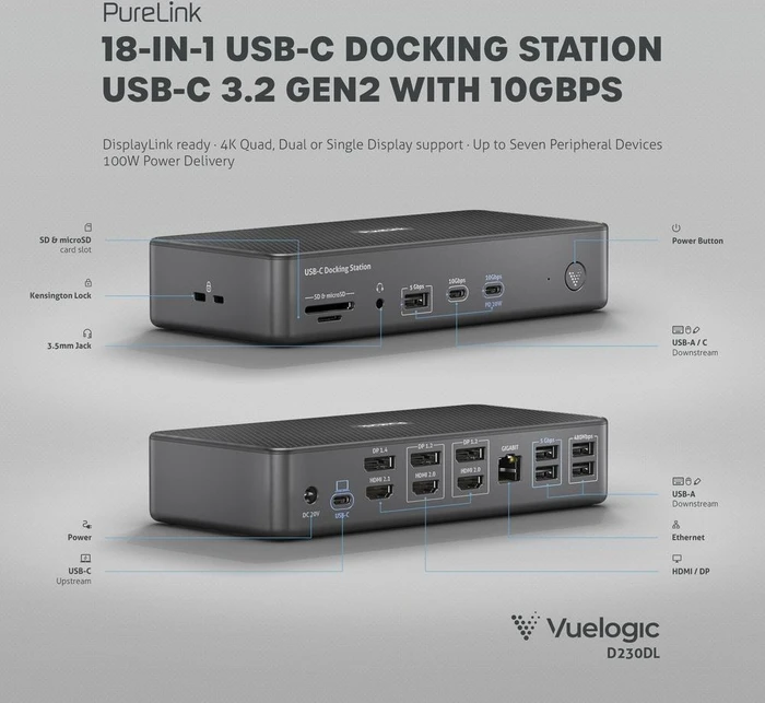 PureLink Vuelogic 18-in-1 USB-C Docking Station, USB-C 3.1 [Buchse]