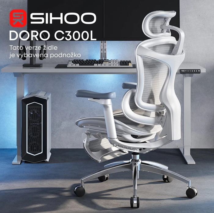Sihoo Doro C300L Ergonomischer Bürostuhl mit Fußstütze, weiß