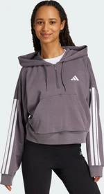 adidas Essentials 3-Streifen French Terry Quarter-Zip Hoodie grey strata/white (Damen)