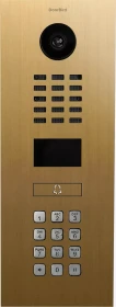 DoorBird D2101KV IP Video Türstation mit 1 Ruftaste, Keypad Modul, Edelstahl, Gold-Optik, gebürstet