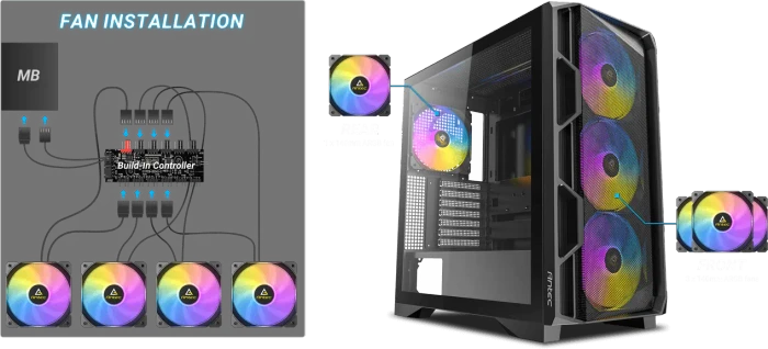 Antec AX1000 ARGB, schwarz, Glasfenster