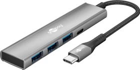 Wentronic goobay Slim 4-Port USB-Hub, 1x USB-C 3.0/3x USB-A 3.0, USB-C 3.0 [Stecker] (76562)