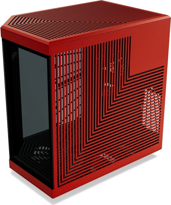 Hyte Y70 Touch Infinite Black Cherry, rot/schwarz, Display der 3. Generation, Glasfenster