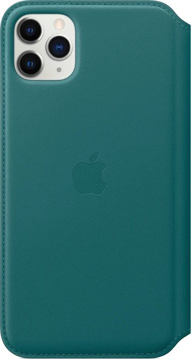 Apple Leder Folio Case für iPhone 11 Pro Max pfauenblau