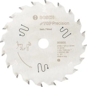Bosch Professional Top Precision Best for Wood Kreissägeblatt 20Z, 165x1.3x20mm, 1 Stück