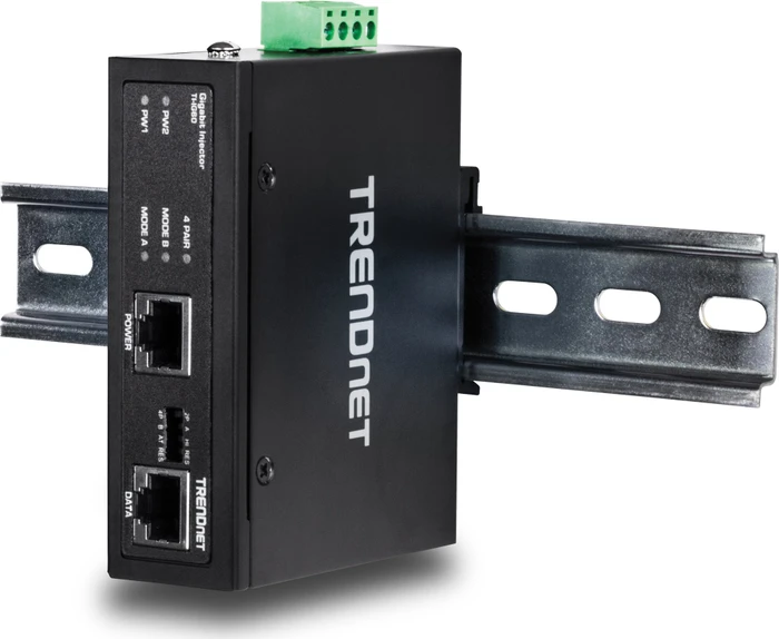 TRENDnet Industrial Railmount Gigabit PoE-Injektor, 2x RJ-45, 60W UPoE