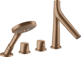 Hansgrohe Axor Starck Organic 4-Loch Fliesenrandarmatur mit Thermostat brushed red gold