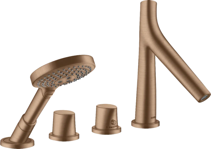 Hansgrohe Axor Starck Organic 4-Loch Fliesenrandarmatur mit Thermostat brushed red gold