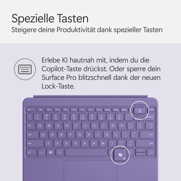 Microsoft Surface Pro 12" Keyboard mit Copilot-Taste, violett, DE