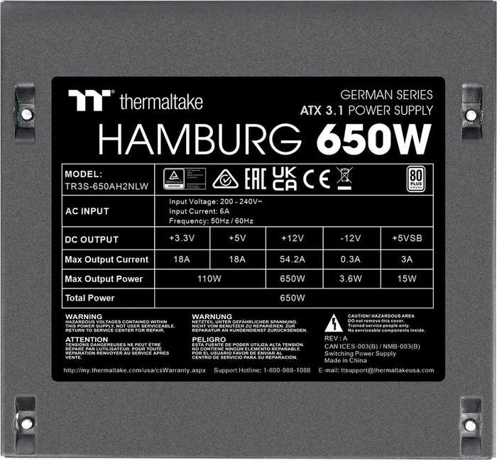 Thermaltake German Series Hamburg 650W, ATX 3.1