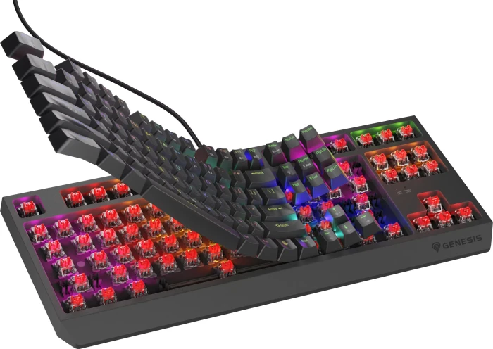 Genesis Thor 230 TKL Lite, schwarz, LEDs RGB, hot-swap, Outemu Red, USB, US