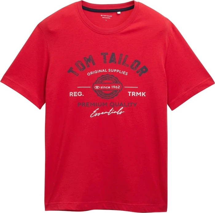 Tom Tailor Logo-Print T-Shirt kurzarm samba red (Herren)
