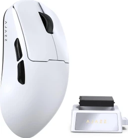 Ajazz AJ159 V2 Wireless Gaming Mouse mit Akku-Ladestation, weiß, USB/Bluetooth