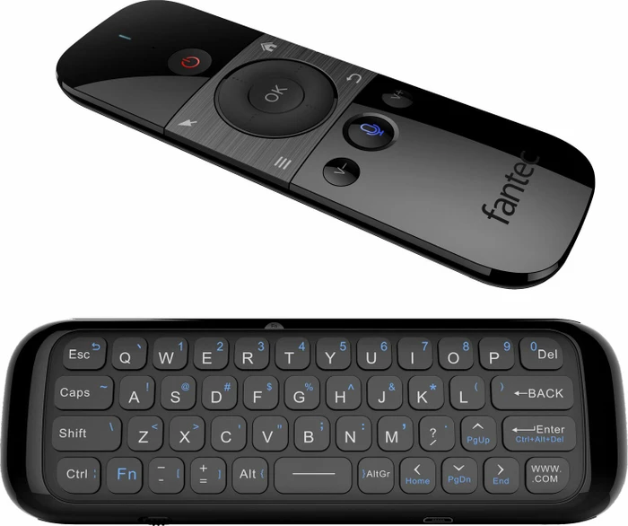 Fantec AIR-300 Air Mouse Fernbedienung mit integrierter Tastatur schwarz, USB-A