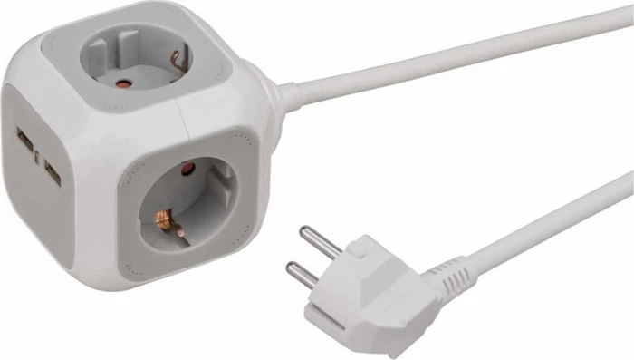 Brennenstuhl ALEA-Power Cube Schuko/USB, 4-fach, 1.4m, weiß