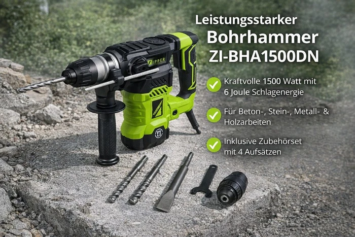 Zipper ZI-BHA1500DN Elektro-Bohr-/Meißelhammer inkl. Koffer