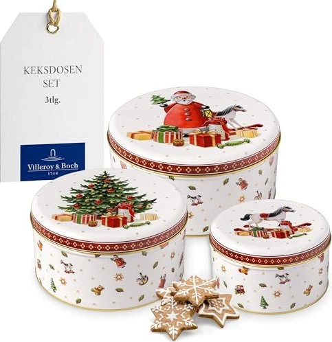Villeroy & Boch Winter Collage Gebäckdose Aufbewahrungsbehälter-Set, 3-tlg.
