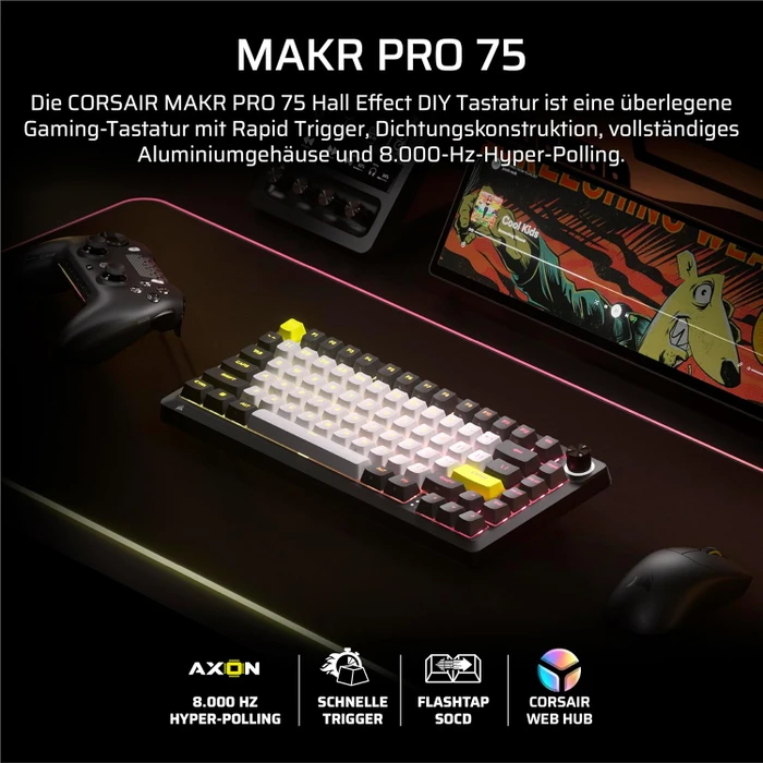 Corsair Makr Pro 75, schwarz, Corsair MGX Hyperdrive, USB, DE