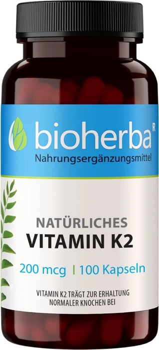 Bioherba Natürliches Vitamin K2 200mcg Kapseln, 100 Stück
