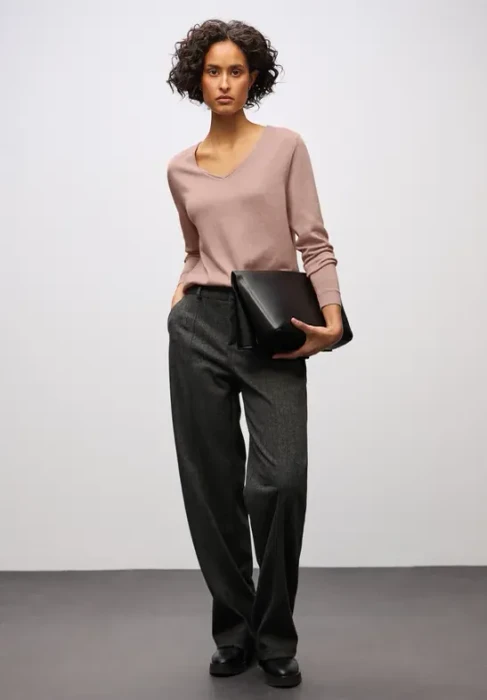 Street One V-Neck Pullover faded rose mel. (Damen)