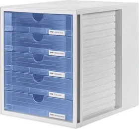 HAN Systembox Schubladenbox, 5 Schubladen, blau/transparent