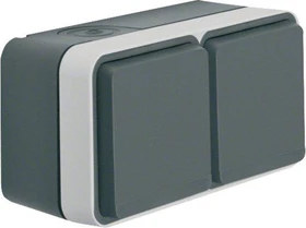 Berker W.1 Steckdose SCHUKO 2-fach waagerecht, grau/lichtgrau